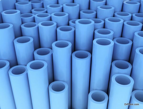 Blue group of plastic tubes