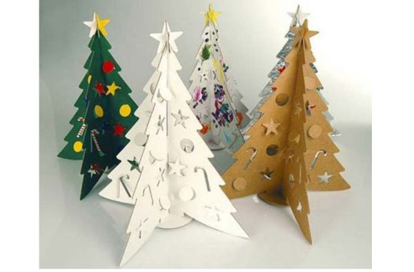 creative Christmas trees made using recycled materials