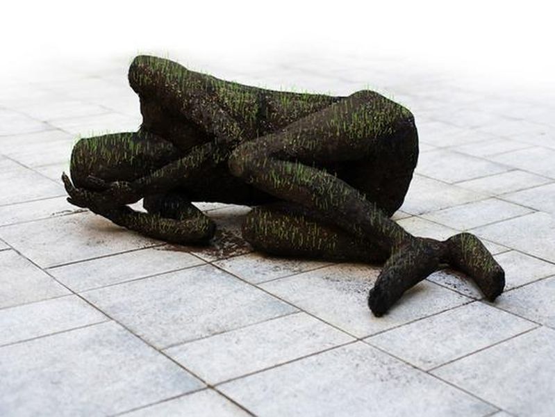 Recycled grass sculptures