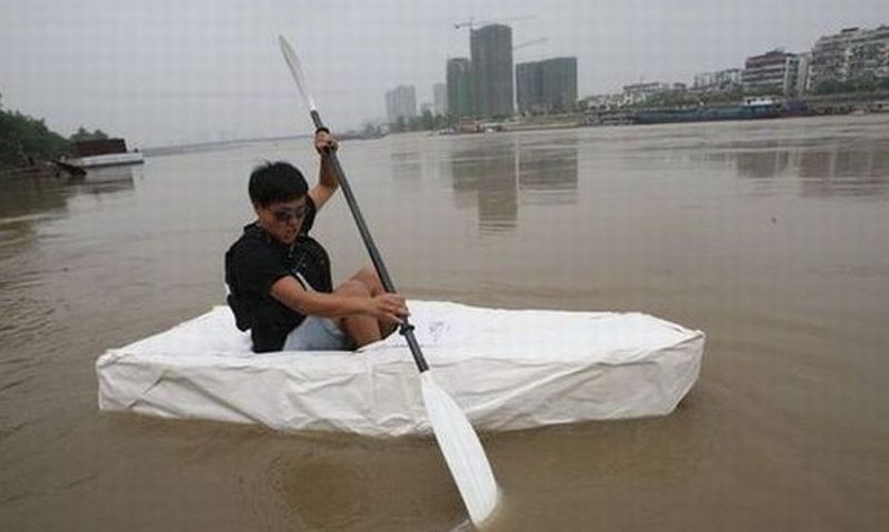 Recycled paper boat by Chinese student