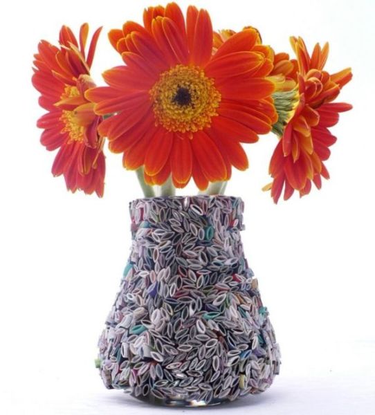 Vase made from recycled papers