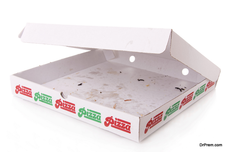 Takeaway pizza boxes