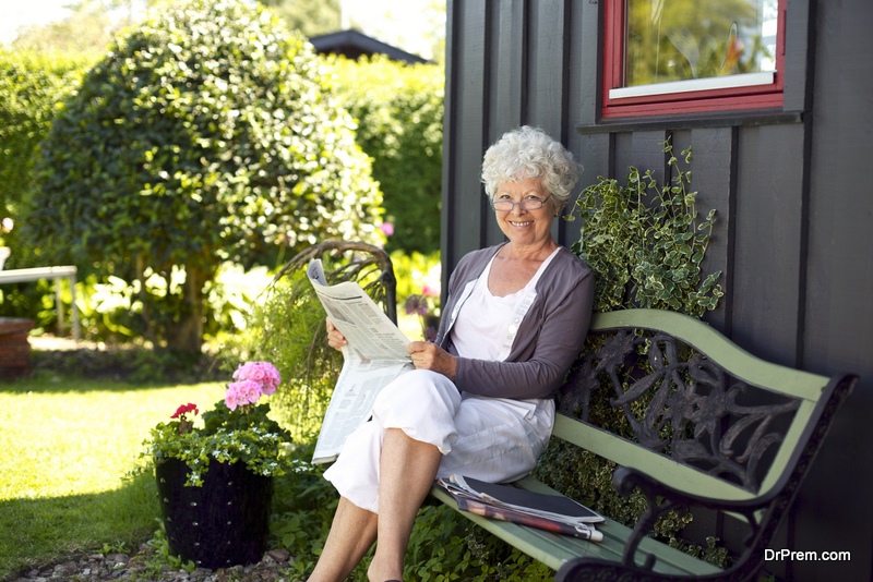 old lady sitting on a Traditional