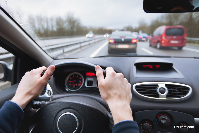 driving car on highway